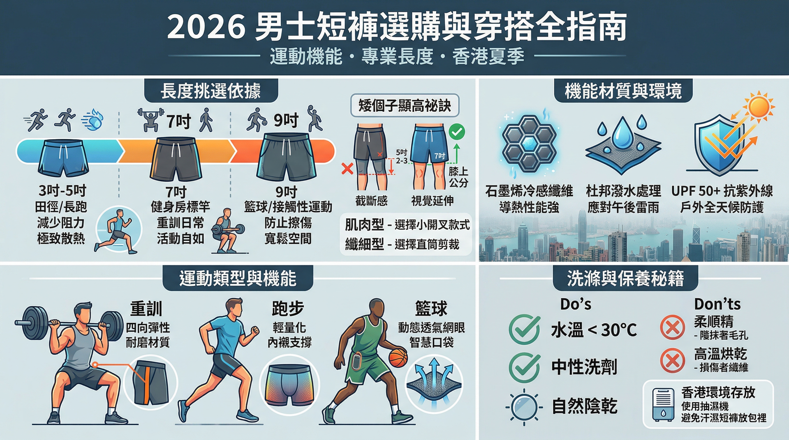 Image of 2026男士短褲穿搭與選購全指南：運動機能、專業長度挑選及香港夏季搭配建議