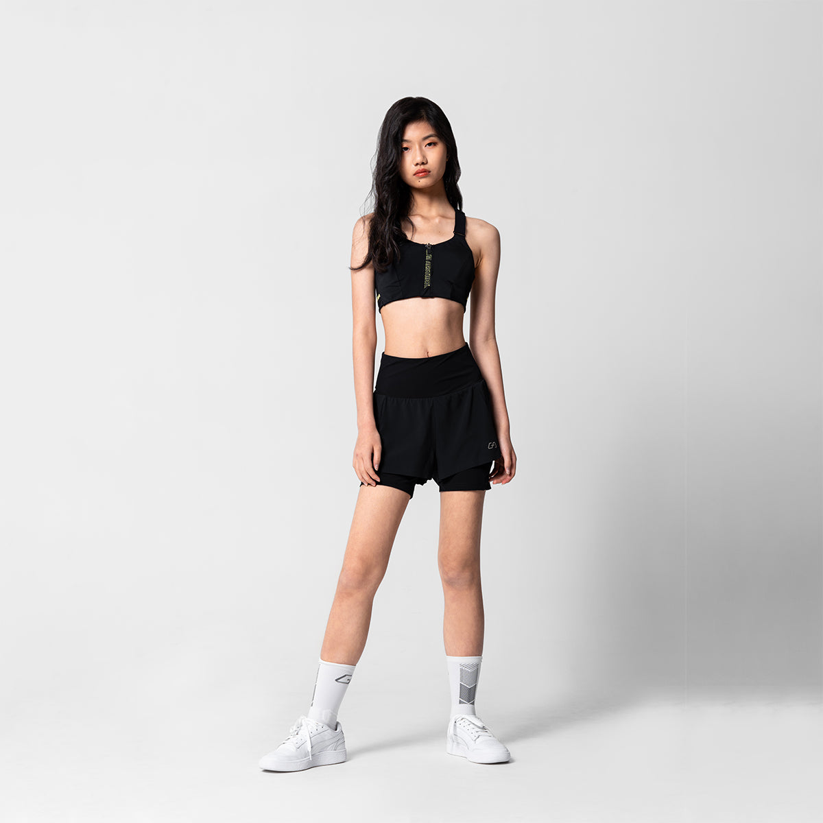 Image of Activewear 2in1 Color Block Running Shorts for Women