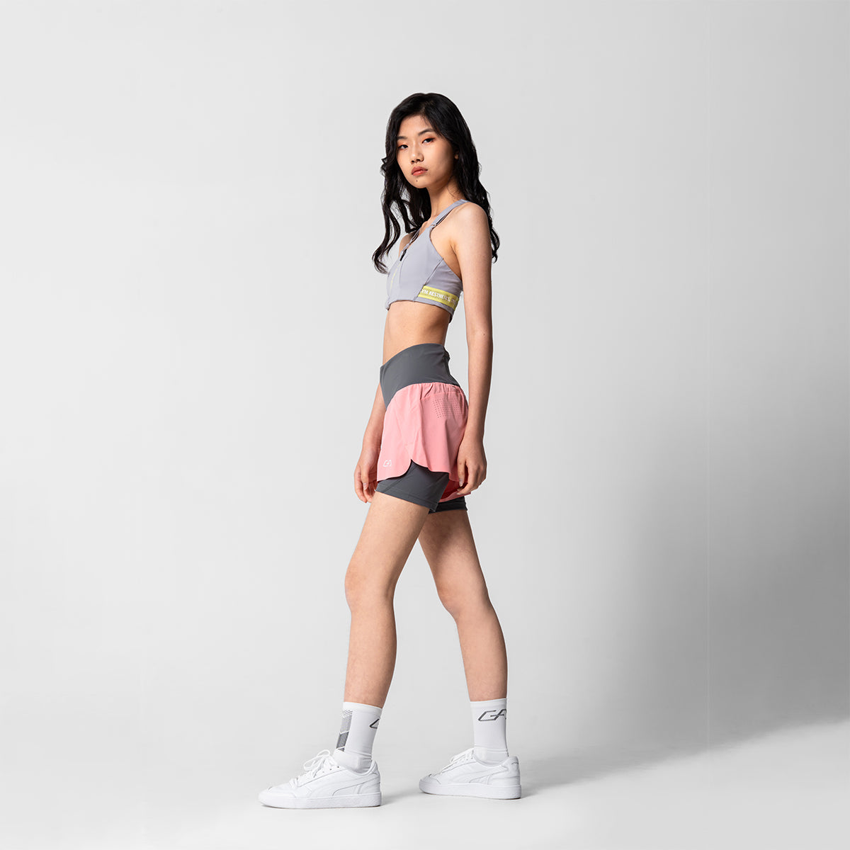 Image of Activewear 2in1 Color Block Running Shorts for Women