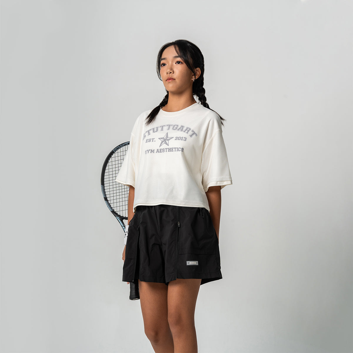 Image of Athleisure Mesh Layer T Shirt for Girl