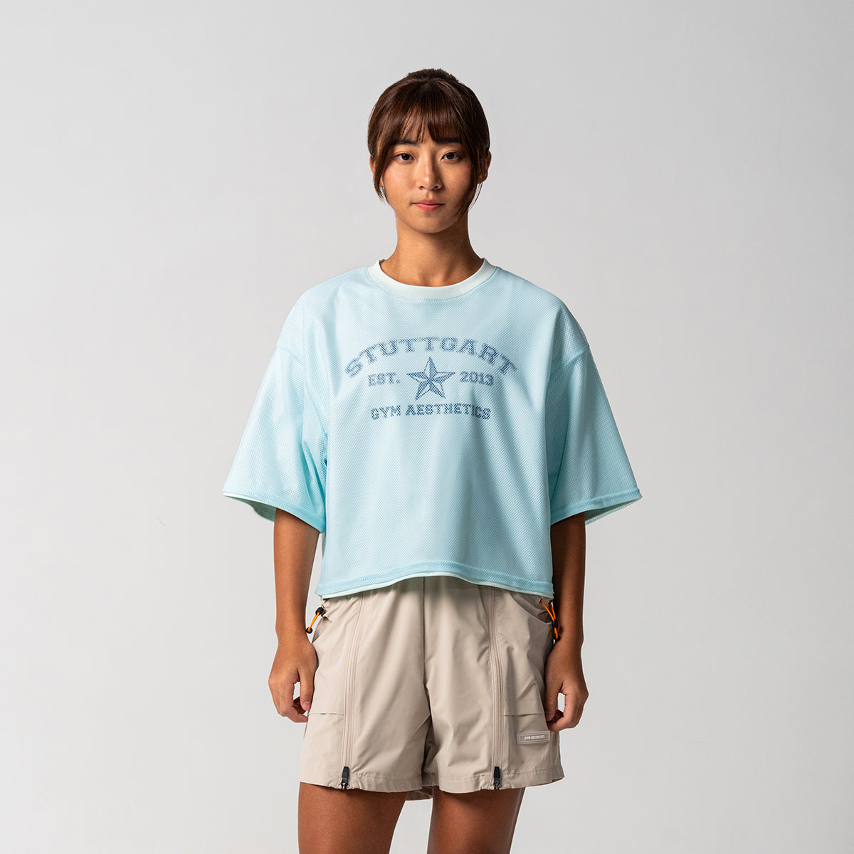 Image of Athleisure Mesh Layer T Shirt for Women