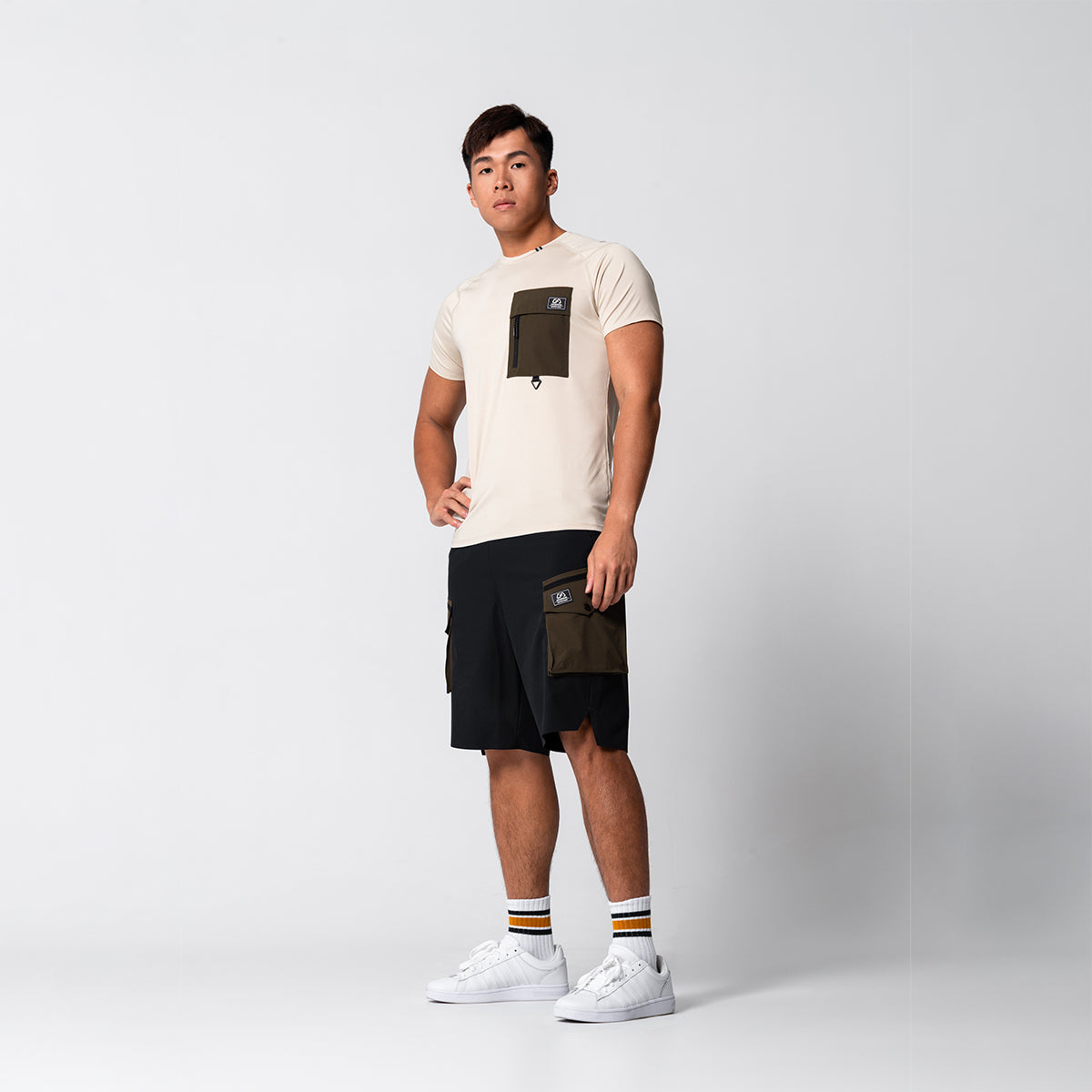 Image of Color Blocking Functional Cargo 9 Inch Running Shorts for Men