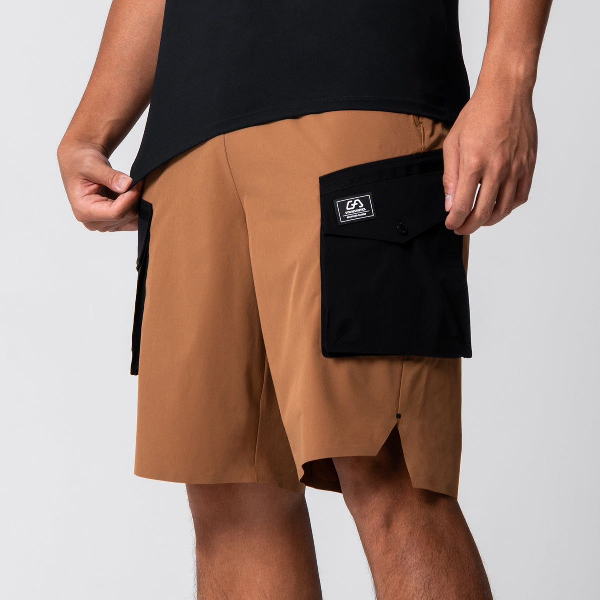 Image of Color Blocking Functional Cargo 9 Inch Running Shorts for Men