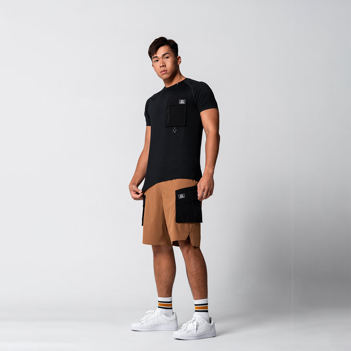 Image of Color Blocking Functional Cargo 9 Inch Running Shorts for Men