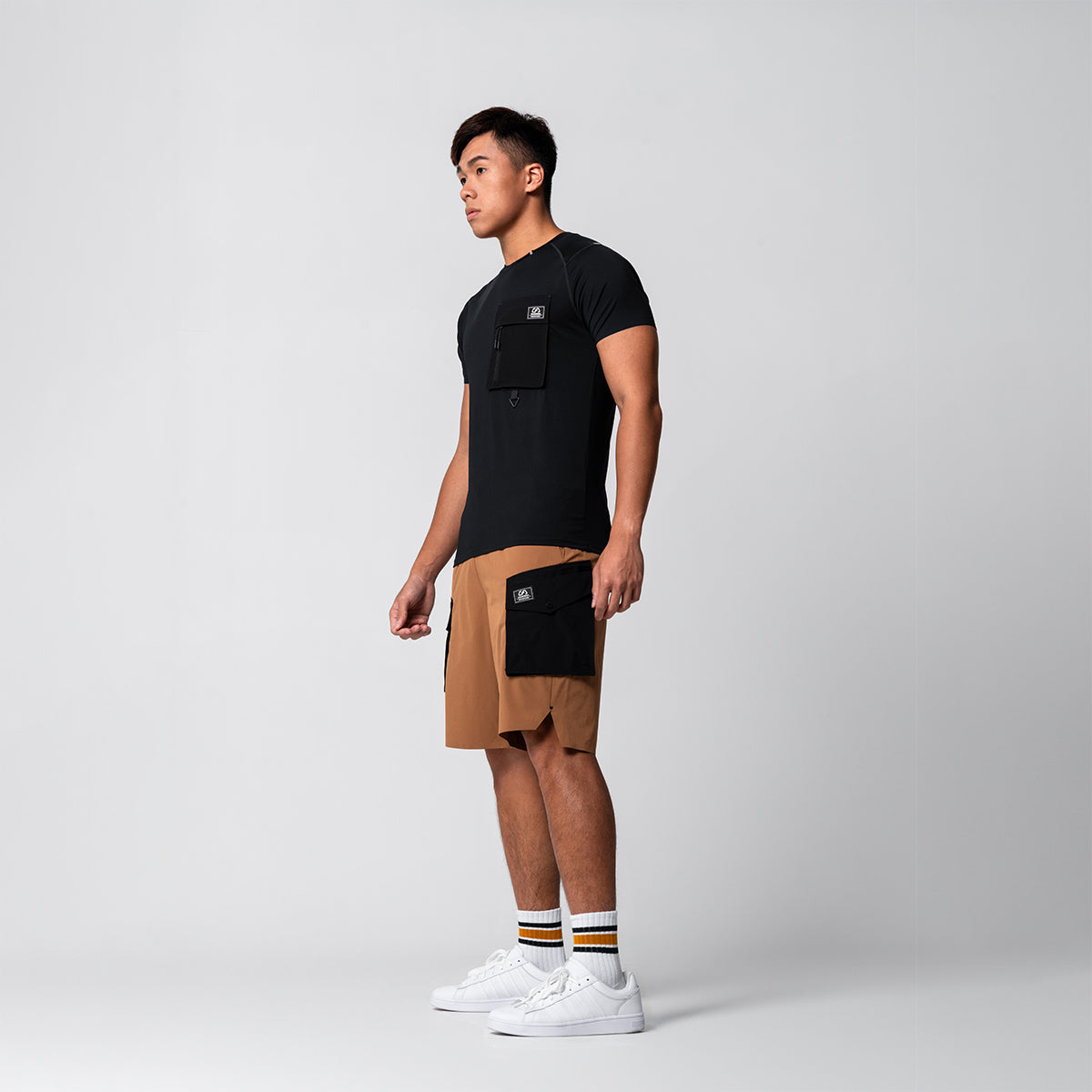 Image of Color Blocking Functional Cargo 9 Inch Running Shorts for Men