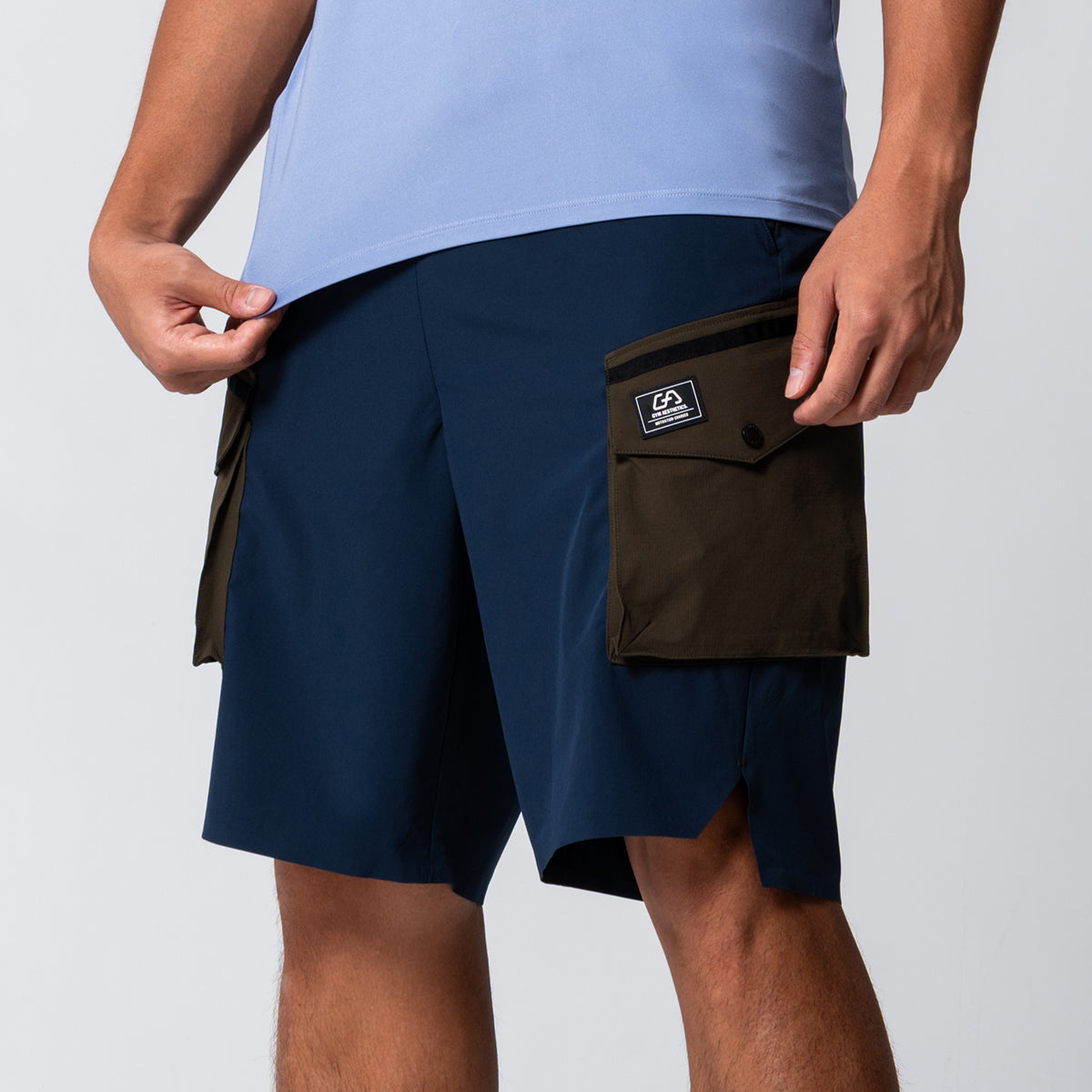 Image of Color Blocking Functional Cargo 9 Inch Running Shorts for Men