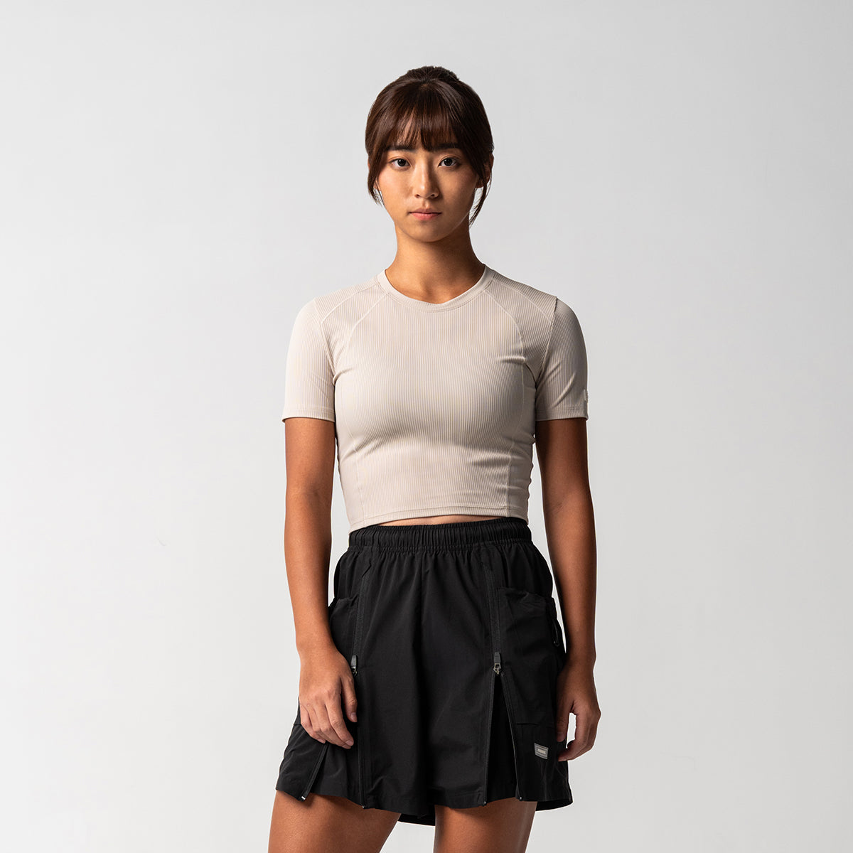Image of Cropped Athleisure Rib T Shirt for Women