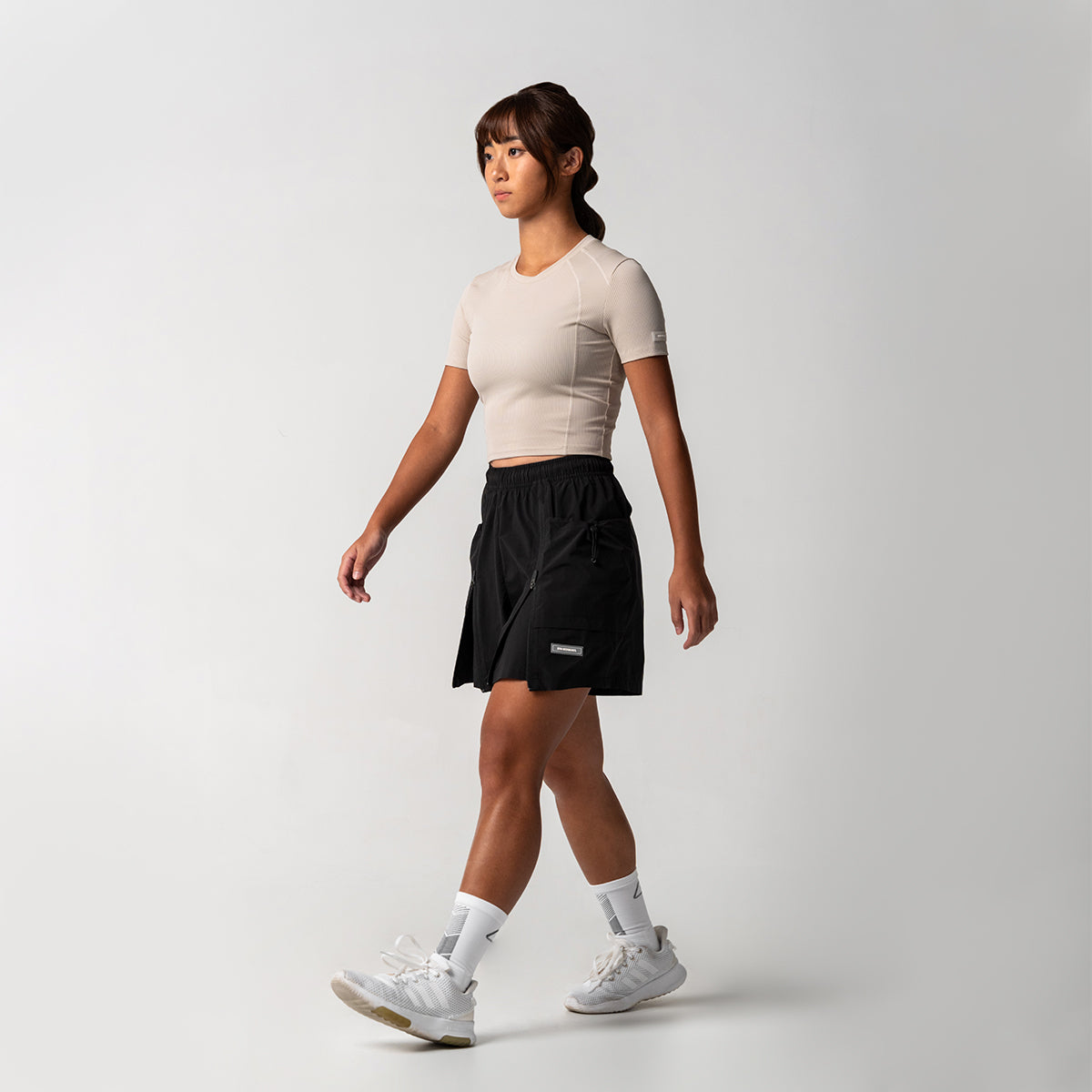 Image of Cropped Athleisure Rib T Shirt for Women