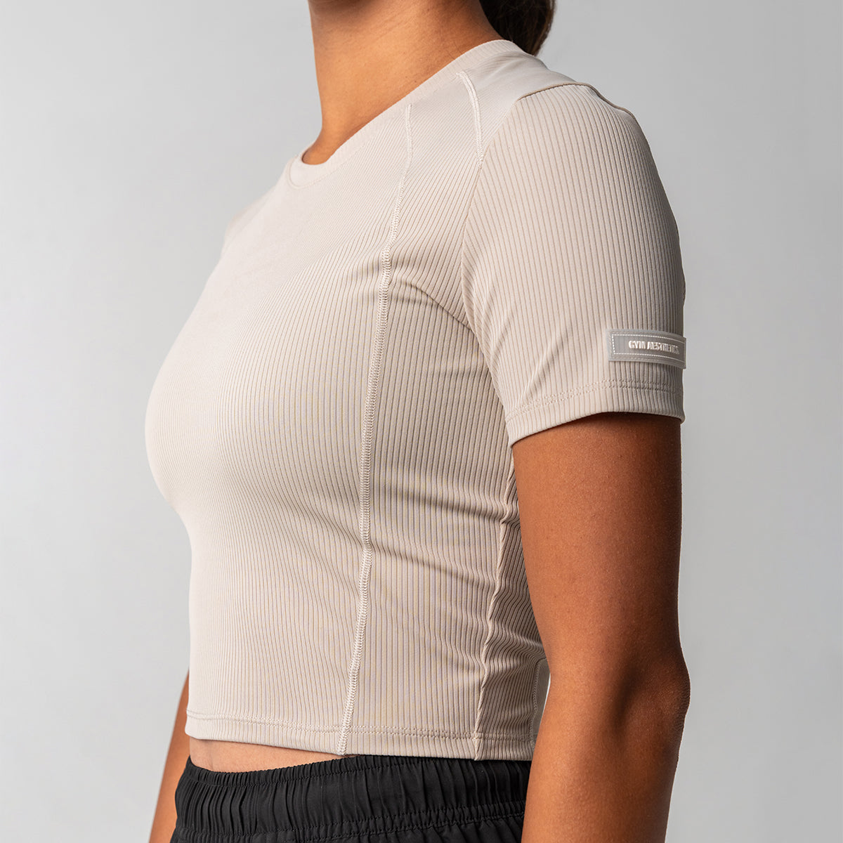 Image of Cropped Athleisure Rib T Shirt for Women