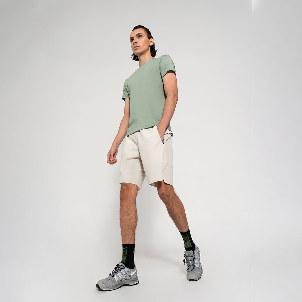 Image of Fabric Blocking Activewear Performance 9 Inch Shorts for Men