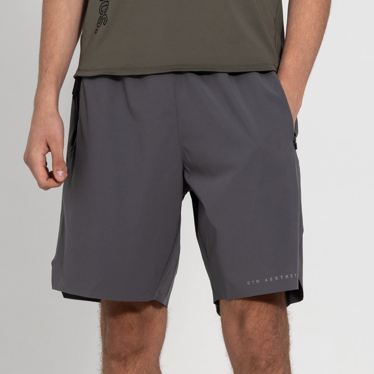 Image of Fabric Blocking Activewear Performance 9 Inch Shorts for Men