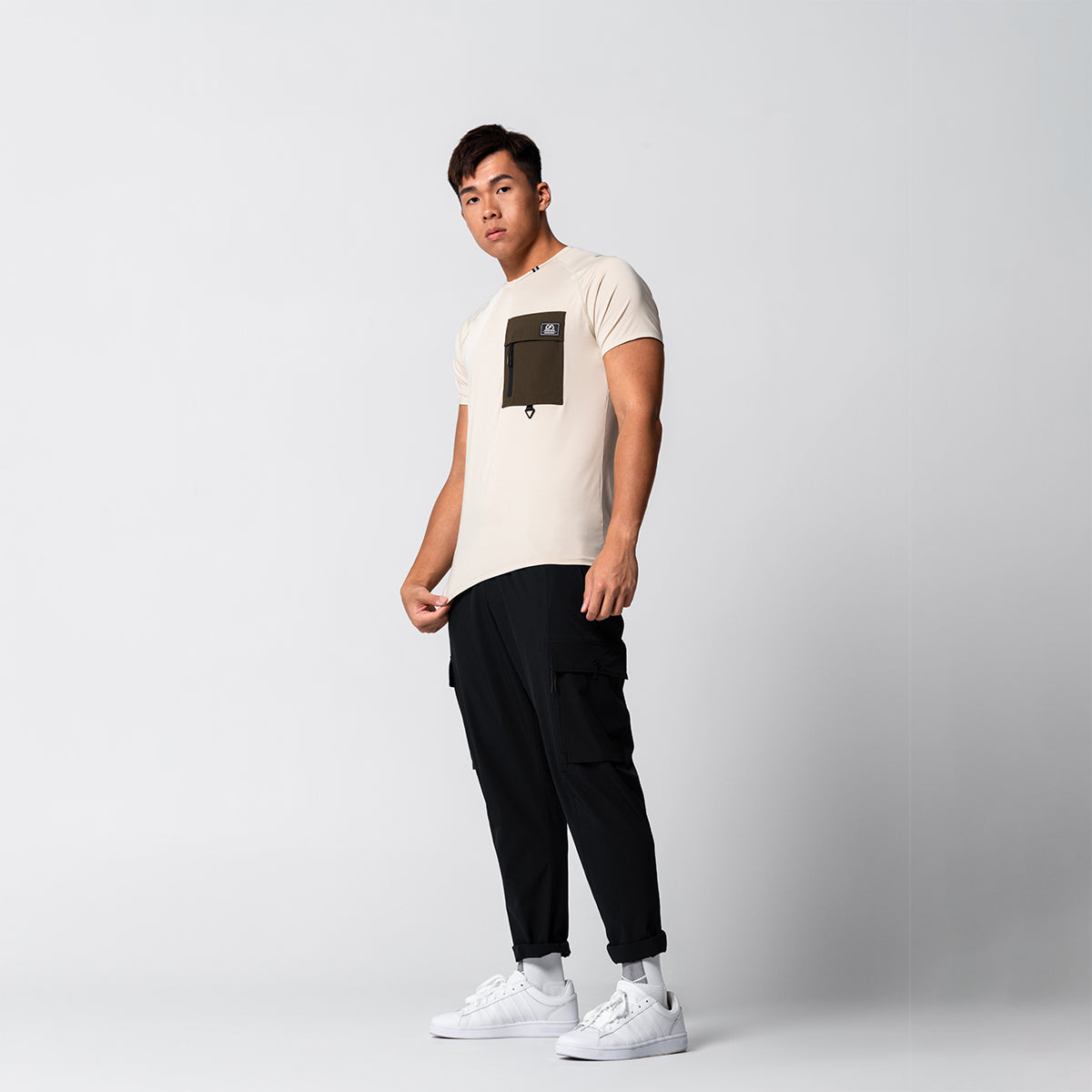 Image of Fabric Blocking Functional Cargo Straight Pants for Men