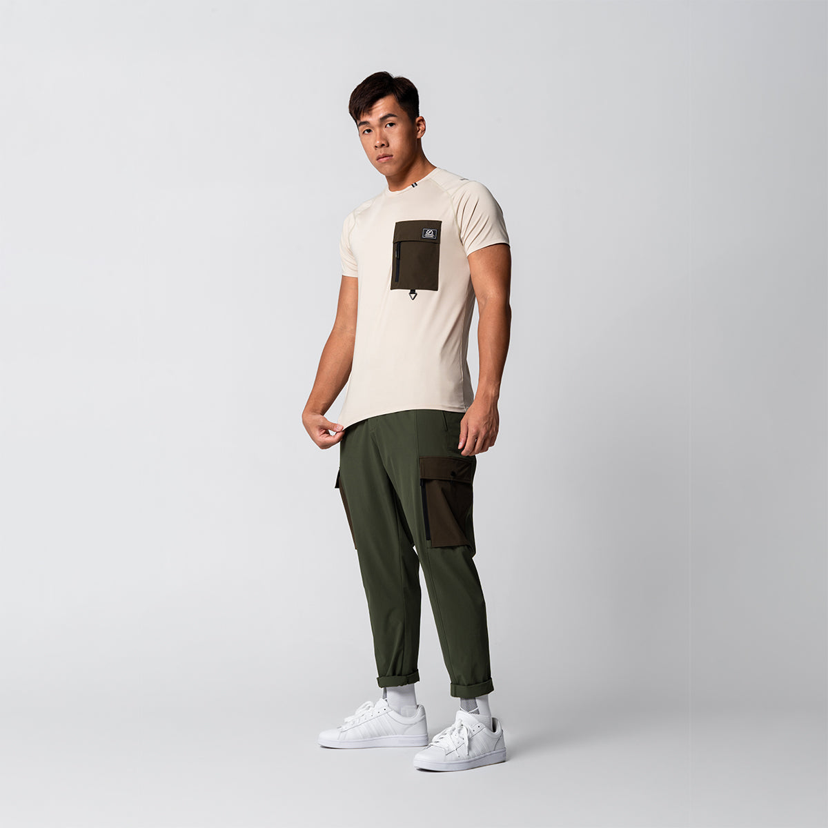 Image of Fabric Blocking Functional Cargo Straight Pants for Men