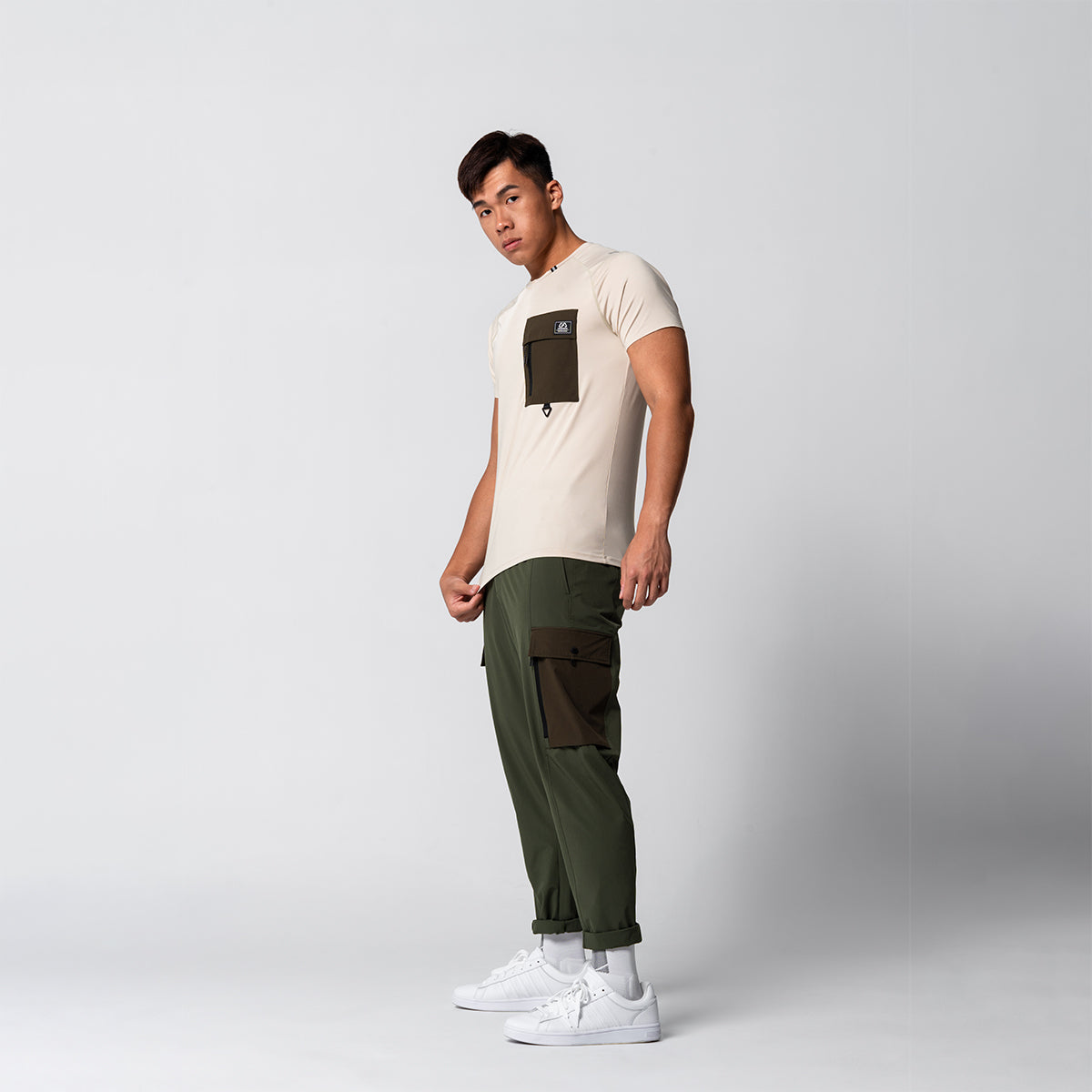 Image of Fabric Blocking Functional Cargo Straight Pants for Men