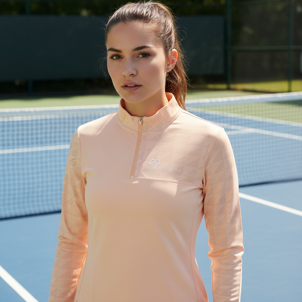 Image of Lightweight peach sweatshirt on model
