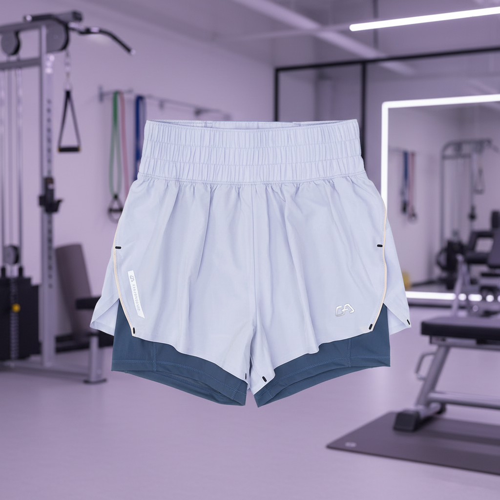 Image of Lilac shorts with sporty background