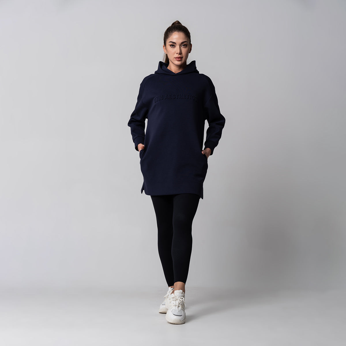 Image of Oversize Everyday Wears Embossed Print Hoodies Tunic for Women