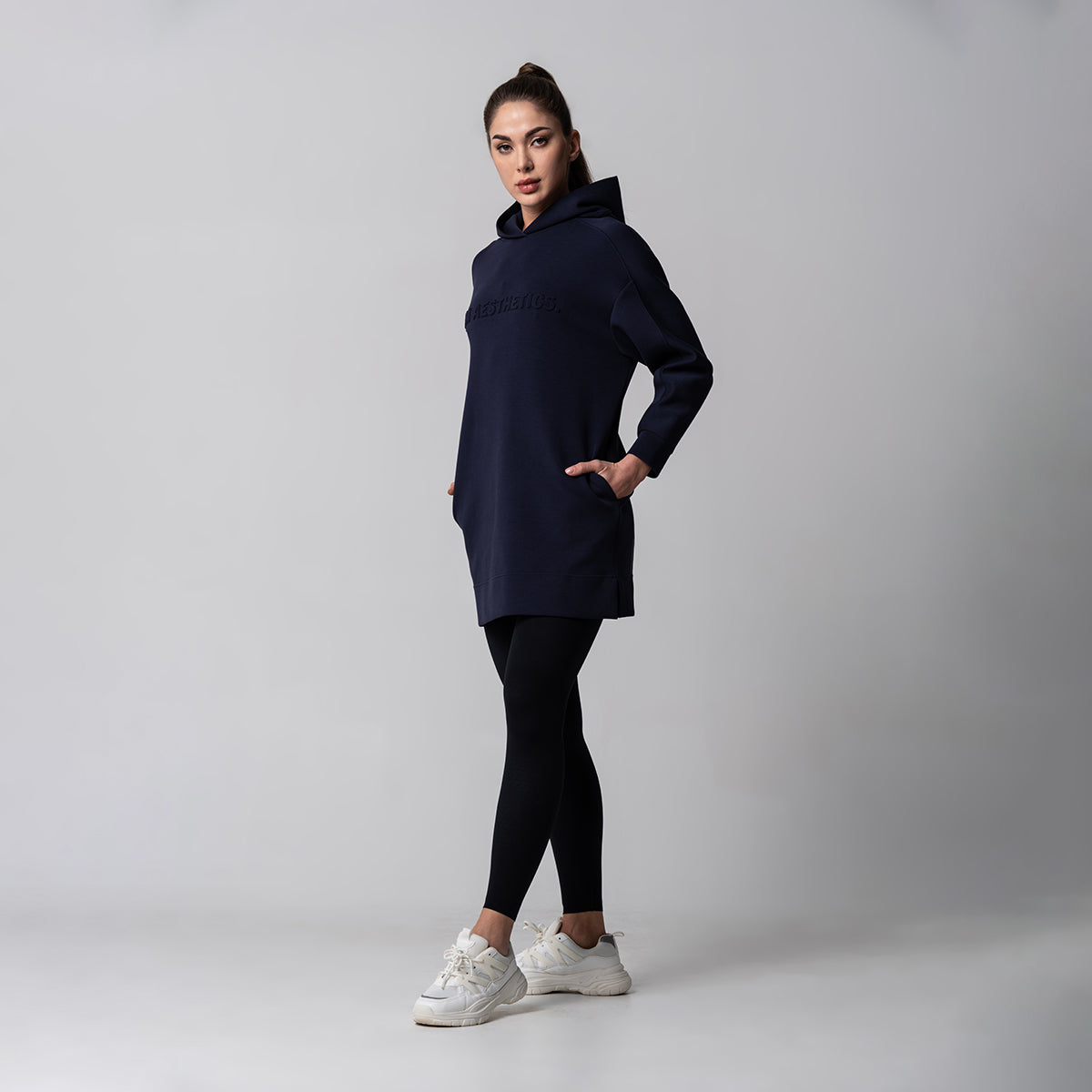 Image of Oversize Everyday Wears Embossed Print Hoodies Tunic for Women