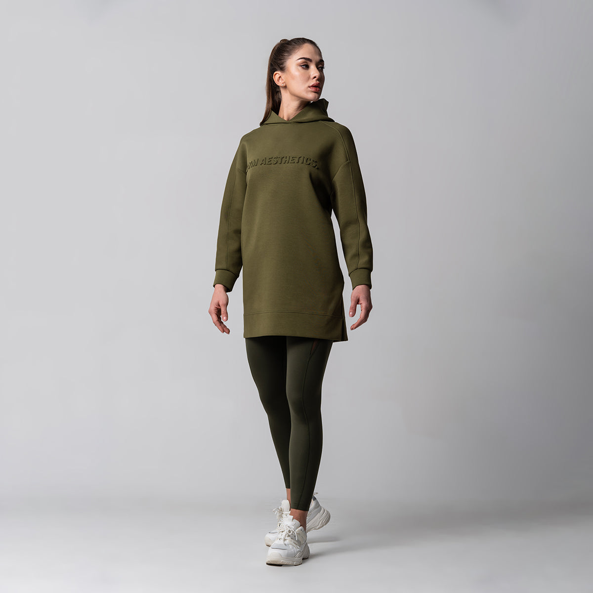 Image of Oversize Everyday Wears Embossed Print Hoodies Tunic for Women