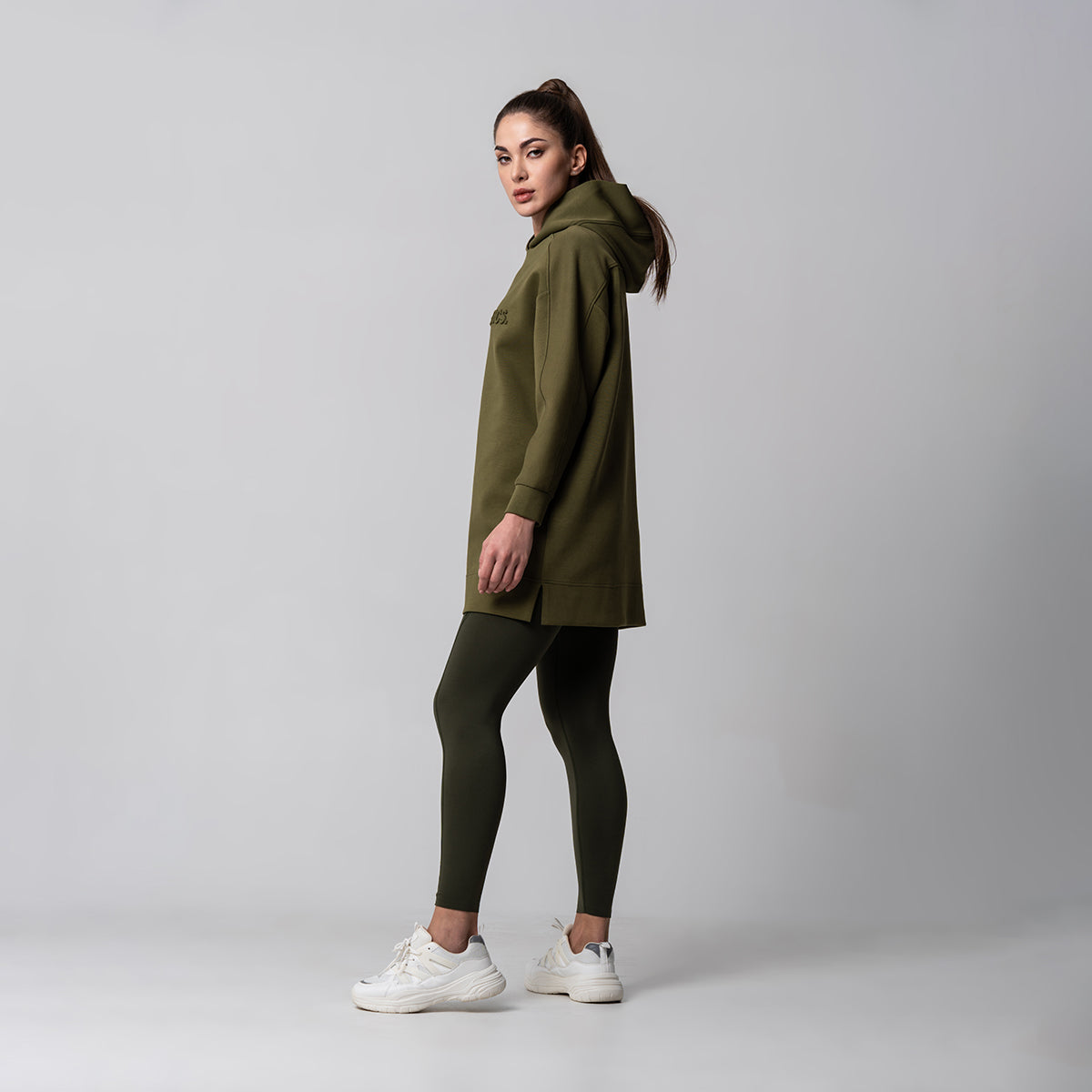 Image of Oversize Everyday Wears Embossed Print Hoodies Tunic for Women