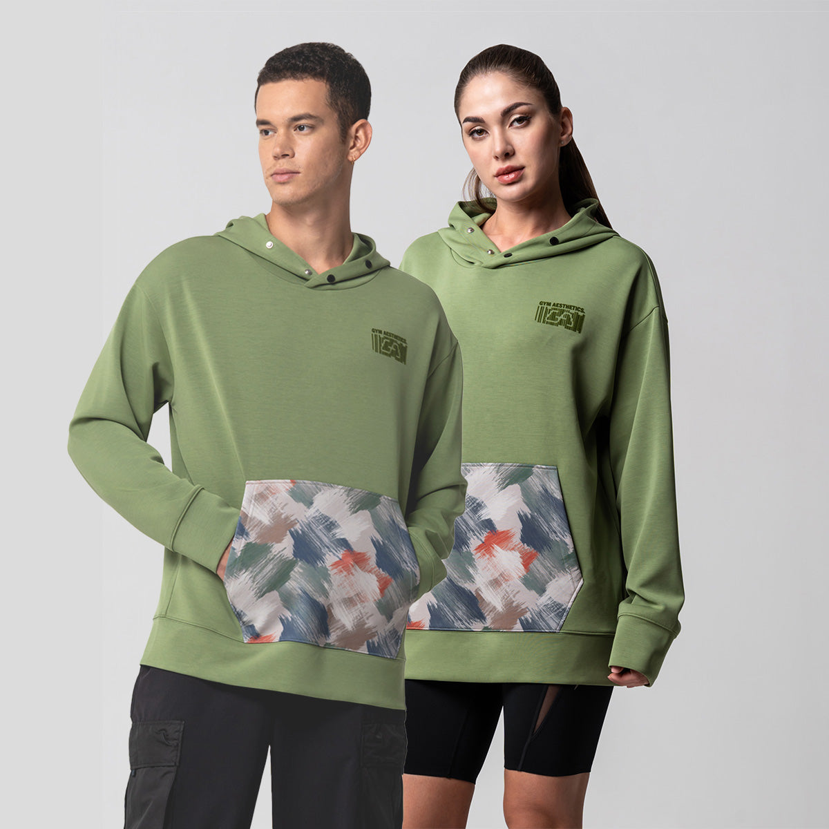 Image of Oversize Everyday Wears Flocking Print Hoodies Pattern Pocket for Unisex