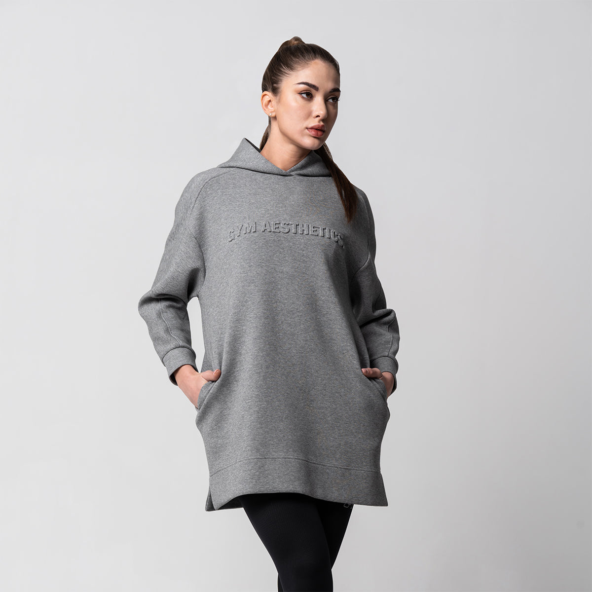 Image of Oversize Everyday Wears Embossed Print Hoodies Tunic for Women