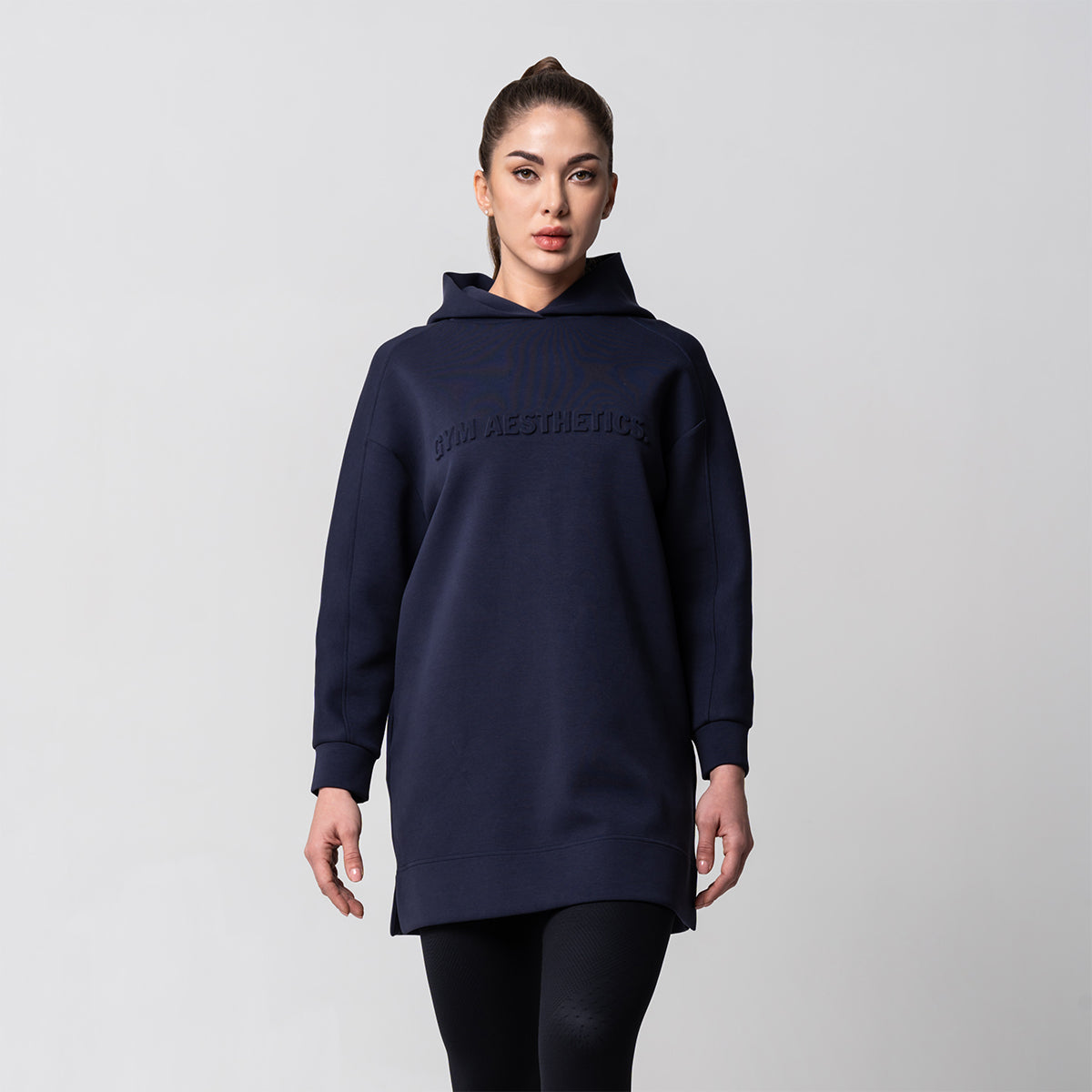 Image of Oversize Everyday Wears Embossed Print Hoodies Tunic for Women