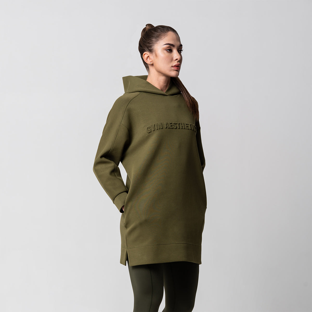 Image of Oversize Everyday Wears Embossed Print Hoodies Tunic for Women