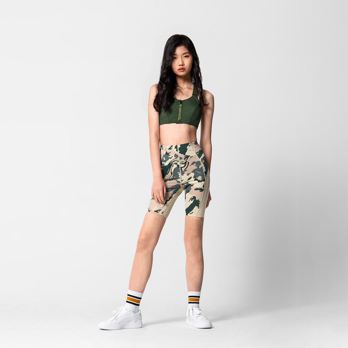 Image of Pattern Activewear Mesh Blocking Tight Shorts for Women