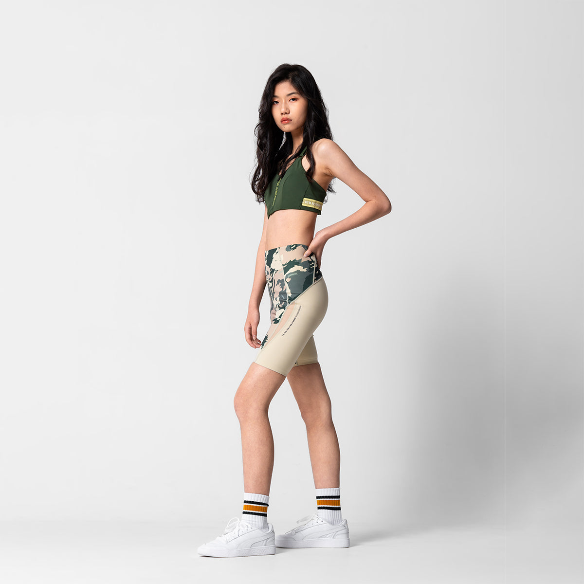 Image of Pattern Activewear Mesh Blocking Tight Shorts for Women