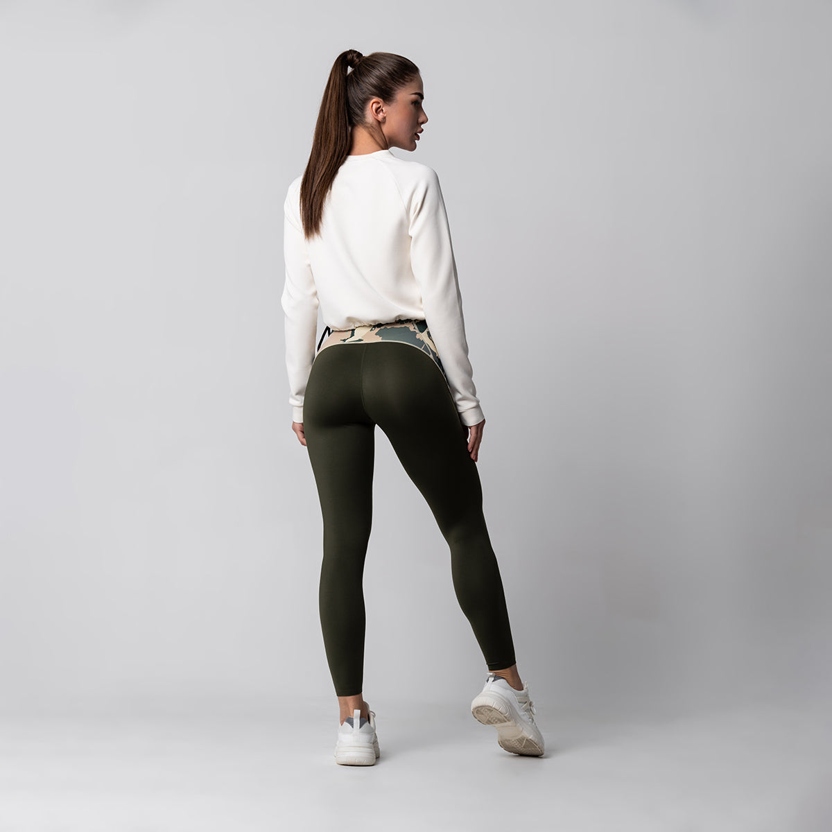 Image of Pattern Training Mesh Blocking Leggings Tummy Control for Women