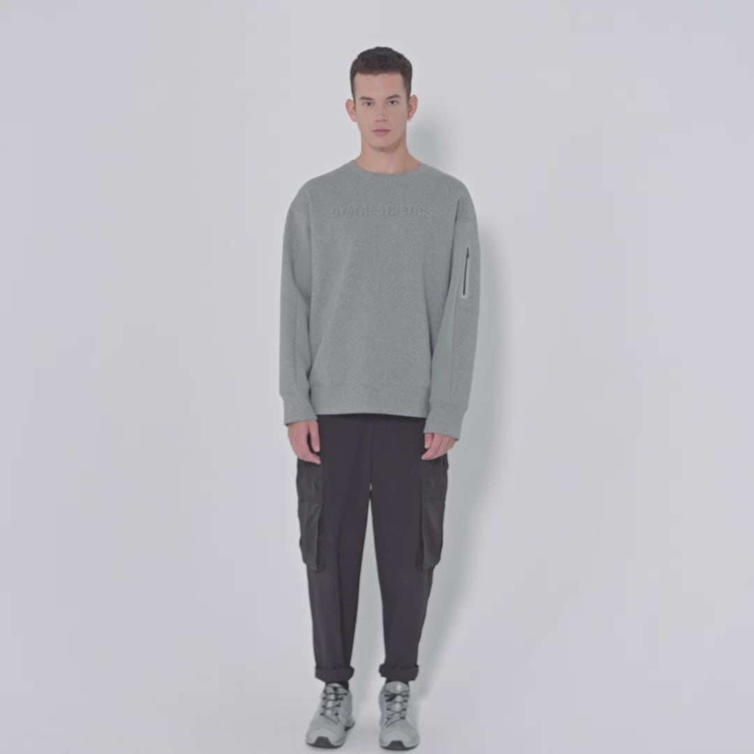 Image of Oversize Everyday Wears Embossed Print Sweatshirt Color Blocking for Men
