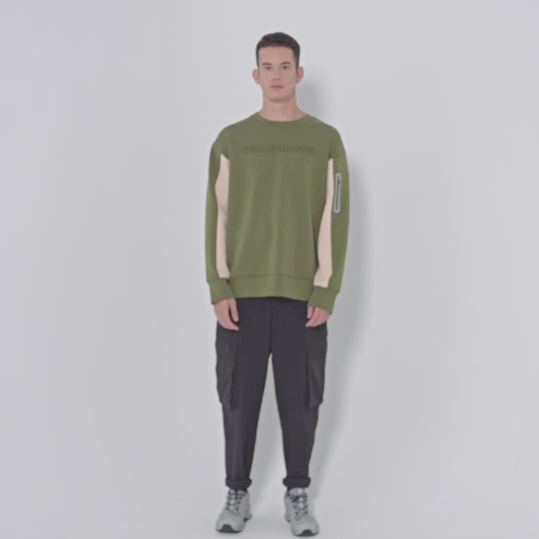 Image of Oversize Everyday Wears Embossed Print Sweatshirt Color Blocking for Men