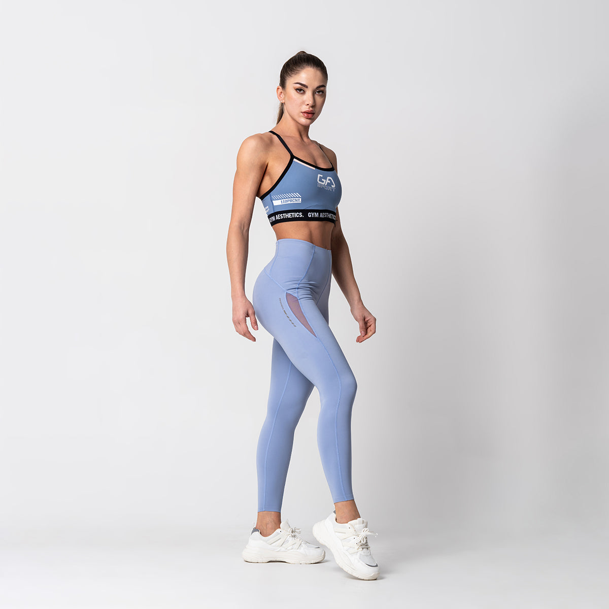 Image of Tummy Control Training Mesh Blocking Leggings for Women