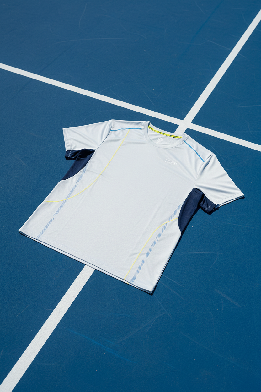 Image of Training t-shirt on tennis court - 45 degree angle