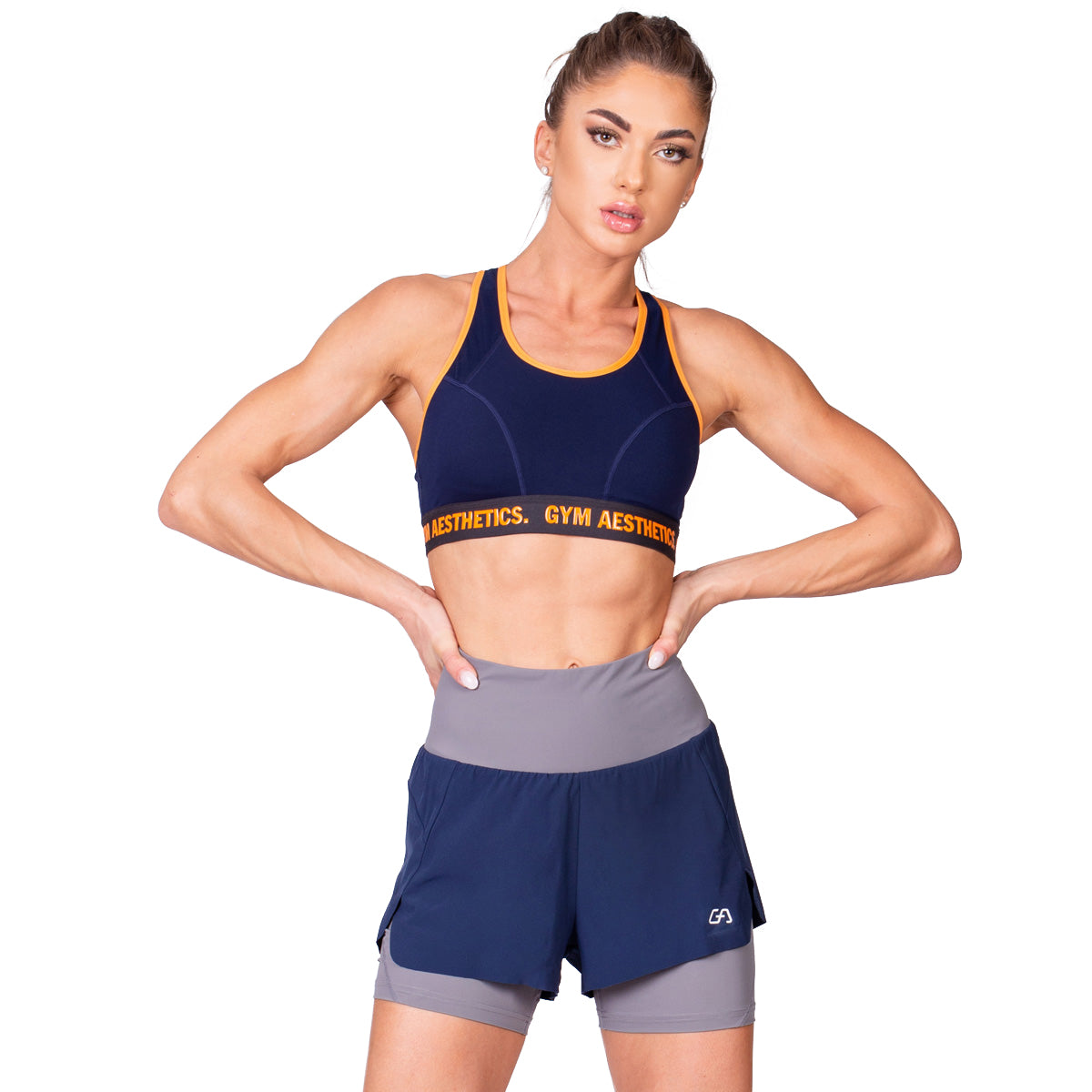 Image of Activewear 2in1 Color Block Running Shorts for Women