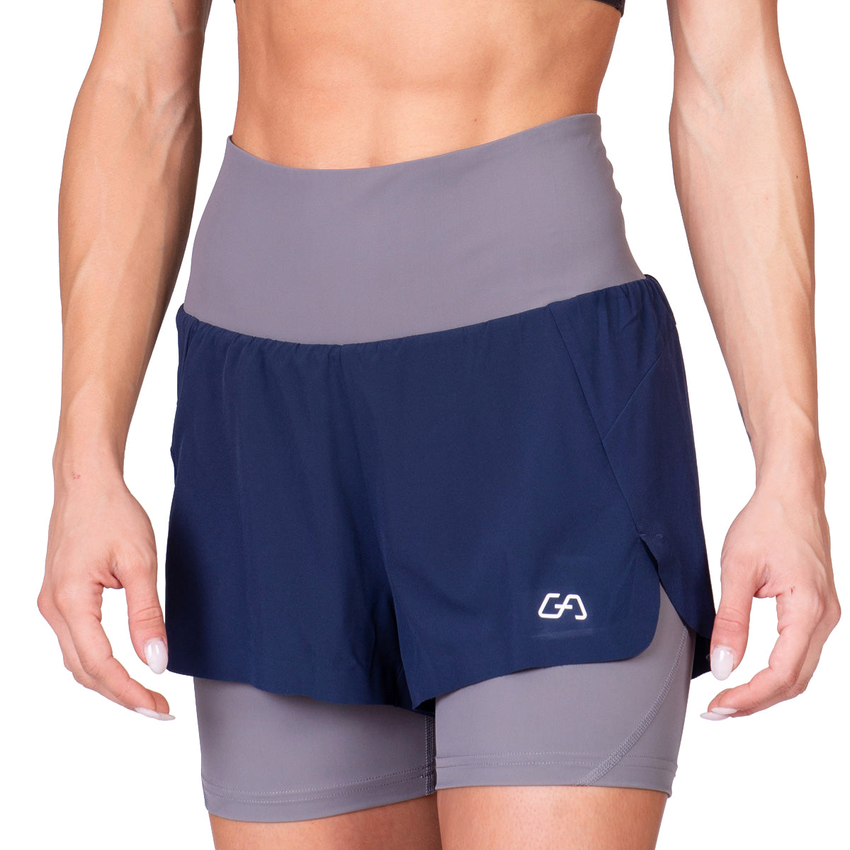Image of Activewear 2in1 Color Block Running Shorts for Women
