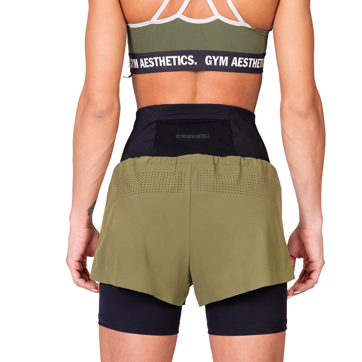 Image of Activewear 2in1 Color Block Running Shorts for Women