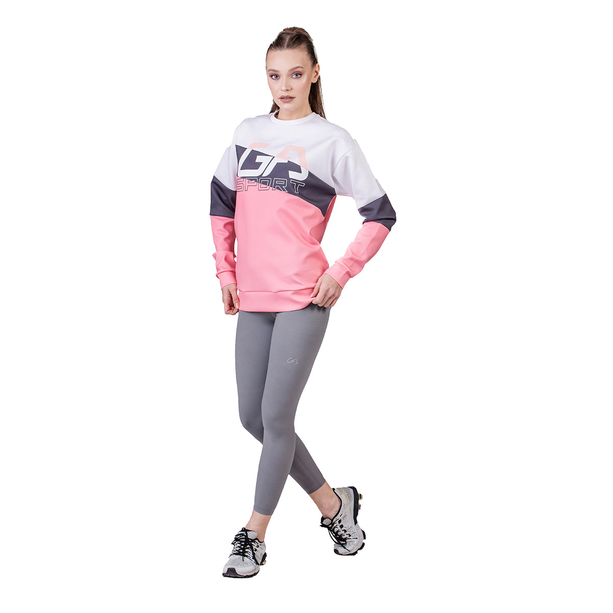 Image of 女裝休閒吸濕排汗撞色長袖運動上衣