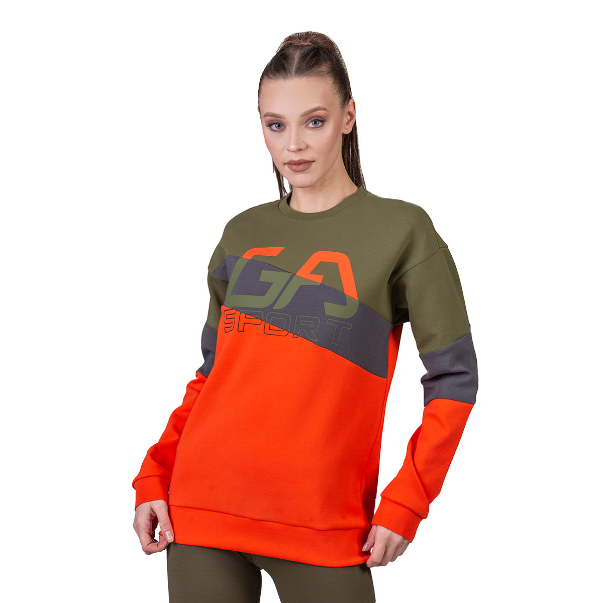 Image of 女裝休閒吸濕排汗撞色長袖運動上衣