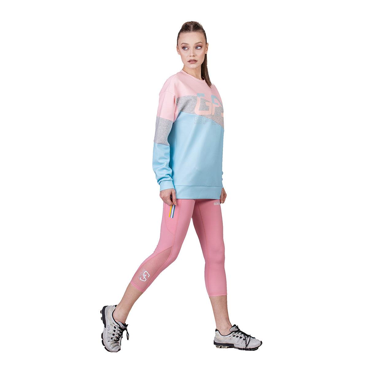 Image of 女裝休閒吸濕排汗撞色長袖運動上衣