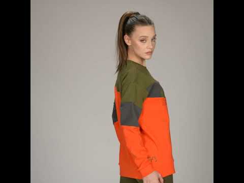 Image of 女裝休閒吸濕排汗撞色長袖運動上衣